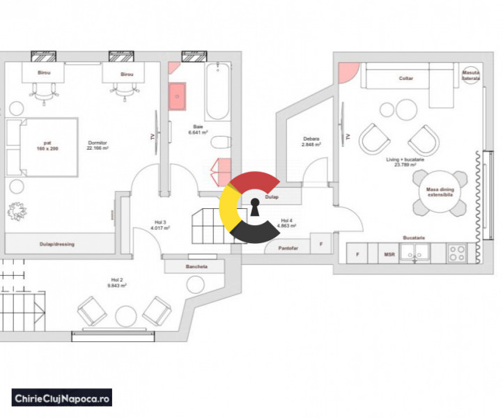 Apartament cu 2 camere, Europa, zona Golden Tulip, parcare si zona BBQ
